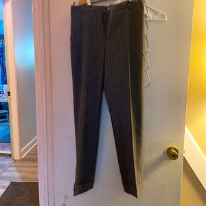Release and left go grey striped wool pants